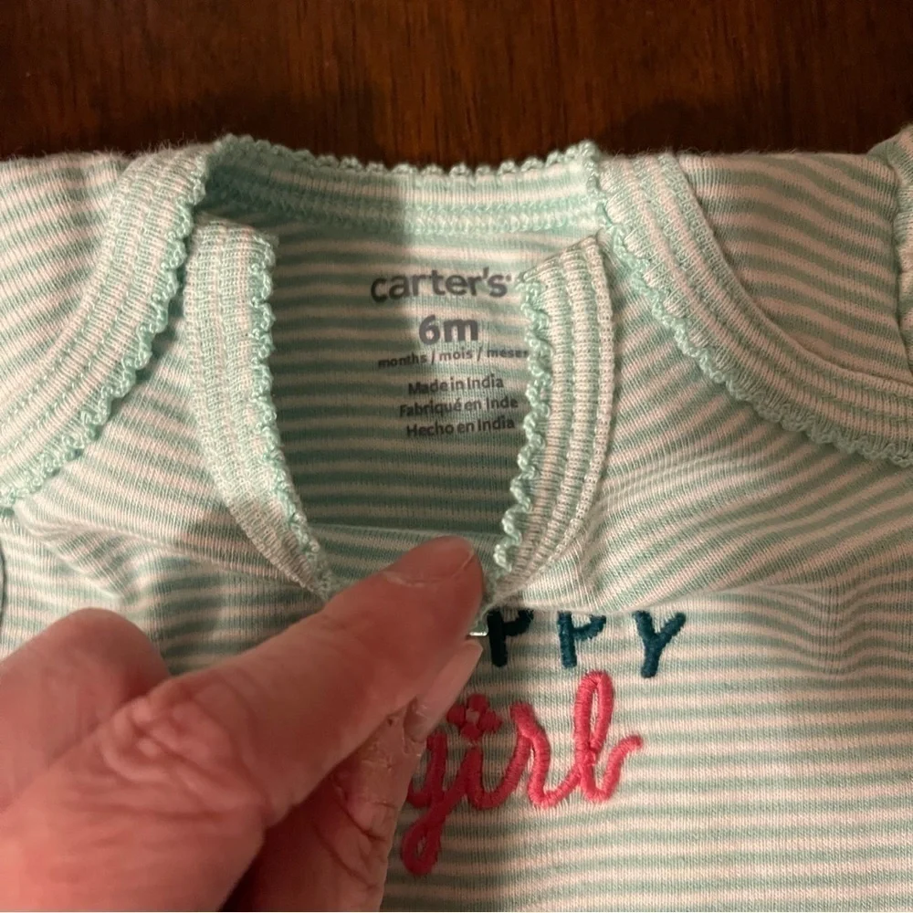 Carter’s | stripped Happy Girl Onesie | 12 mo